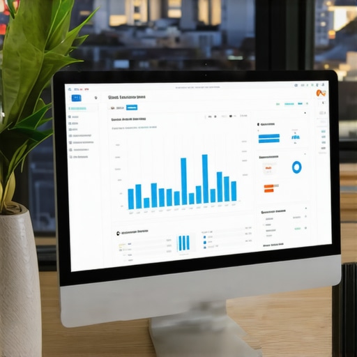 SEO professional analyzing local SEO metrics with Chesapeake cityscape