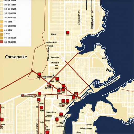 Chesapeake Virginia Local Business Map Digital map of Chesapeake showing local business rankings and Google Maps interface