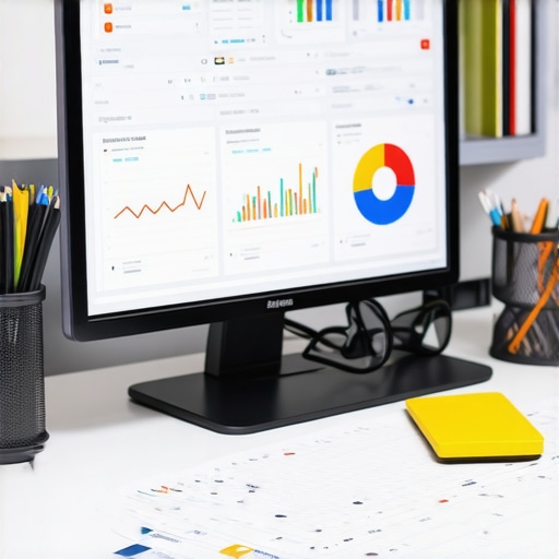 Workspace with SEO analytics tools and local search charts.