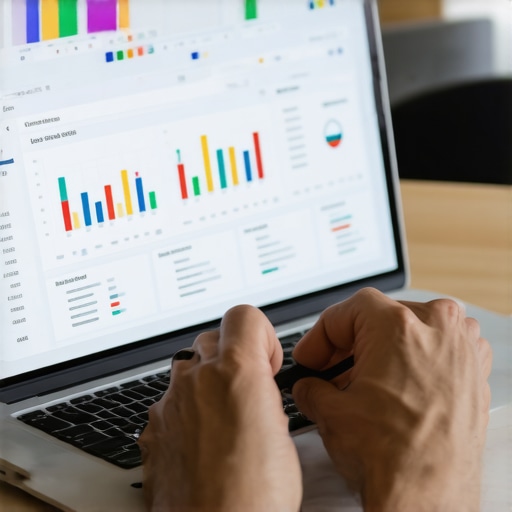 Person reviewing local SEO analytics on their laptop in an office.