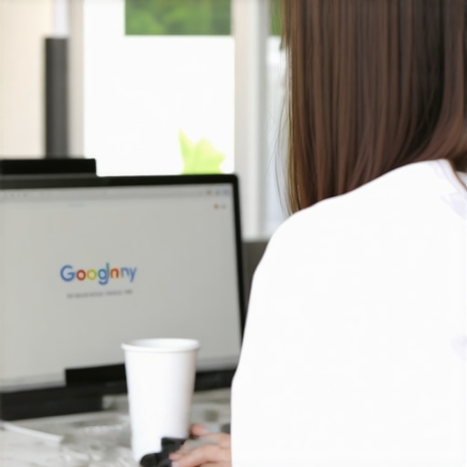 Woman working on Google My Business profile on her laptop in Chesapeake