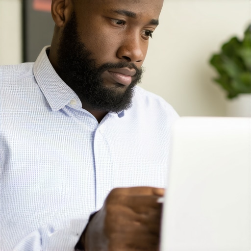 Business owner updating Google My Business profile on a laptop in Chesapeake