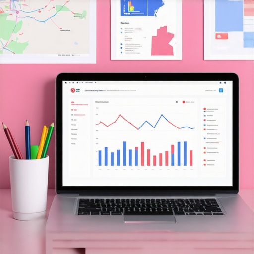 SEO Tools for Chesapeake Businesses Workspace with SEO analytics on a laptop and Virginia map