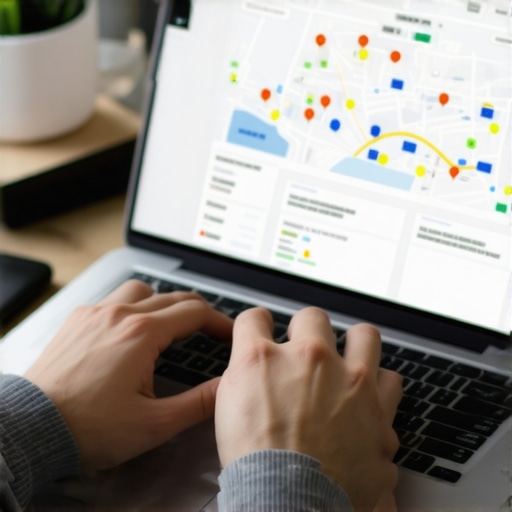 Tools for Long-Term Local SEO Maintenance Person analyzing local SEO data with specialized software on a laptop.