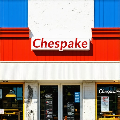 Vibrant Chesapeake storefront with outdoor seating and signage