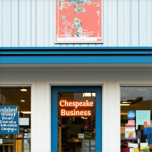 A vibrant Chesapeake storefront with clear signage and welcoming entrance, exemplifying local business branding.
