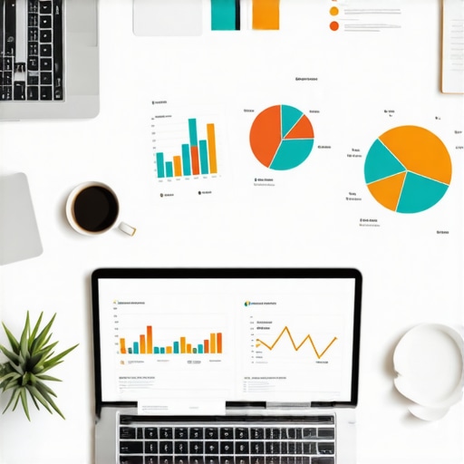 Laptop displaying local SEO dashboards with charts and reviews for Chesapeake businesses.