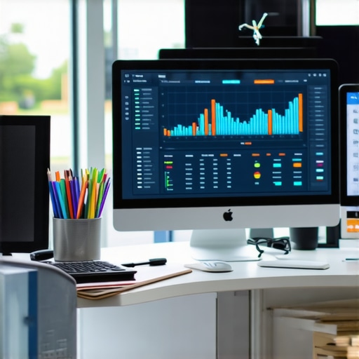 Ongoing SEO maintenance with digital tools A person analyzing local SEO data on a computer screen showing charts and rankings.