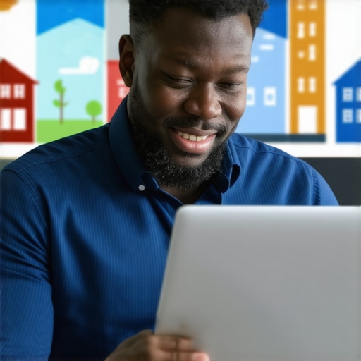 Business owner updating Google My Business profile on a laptop in Chesapeake