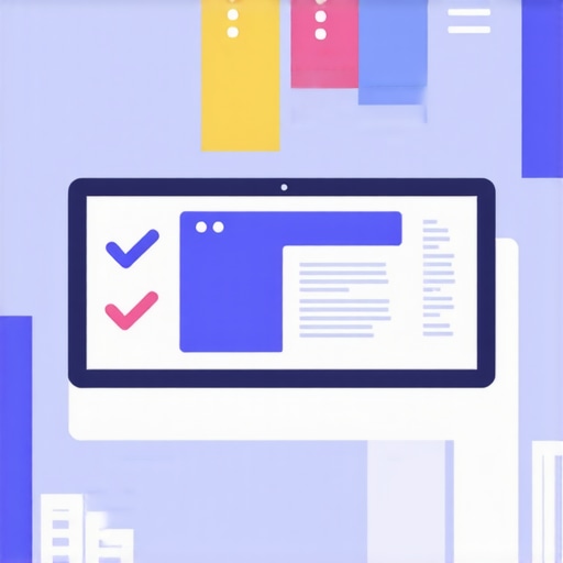 Business owner updating Google My Business profile on a laptop with checklist and analytics visuals.