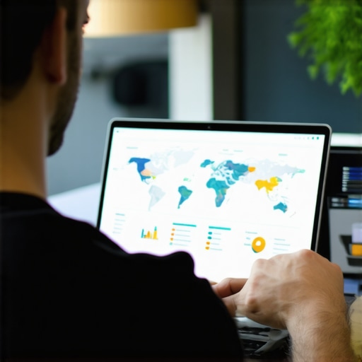 A person analyzing local SEO performance dashboards for Chesapeake