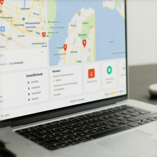 Laptop screen displaying local SEO analytics and Chesapeake maps