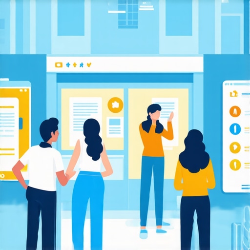 An illustration showing a small Chesapeake business engaging with customers online through reviews and messages