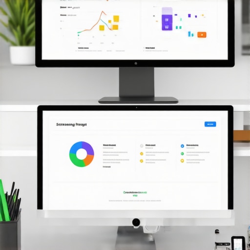 A desk setup with screens displaying SEO analytics and citation management tools for Chesapeake local SEO.