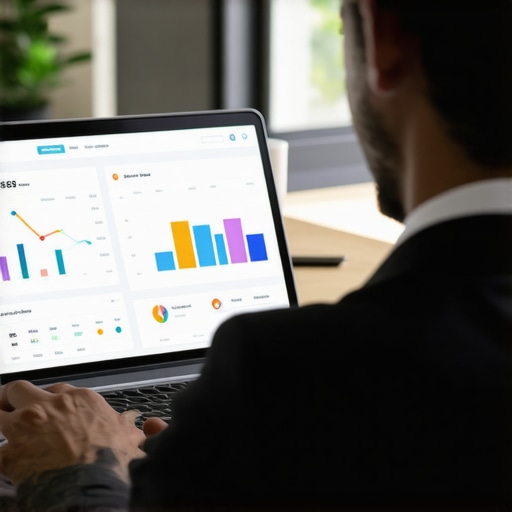 Business owner analyzing local SEO metrics on a laptop for Chesapeake business